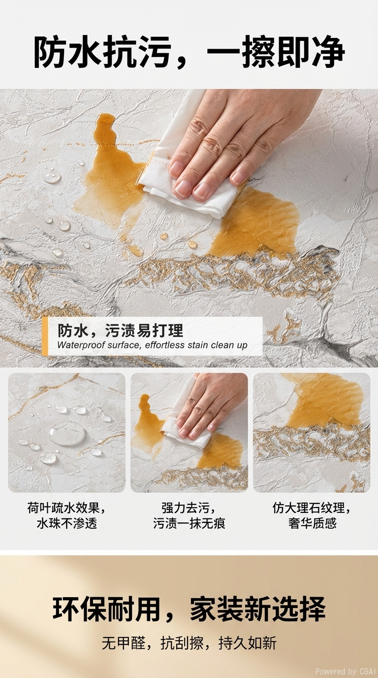 3D立体精雕工艺仿大理石自粘墙纸壁纸墙贴美化简约工厂直销家装壁纸106cm*300cm详情1