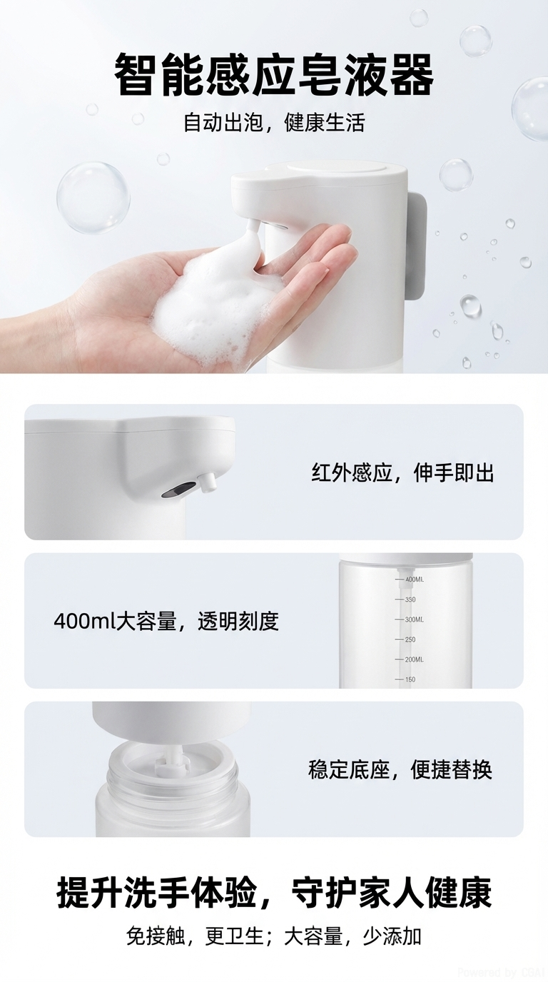 全自动感应泡沫洗手机USB电动皂液器新款智能自动洗智能感应详情1