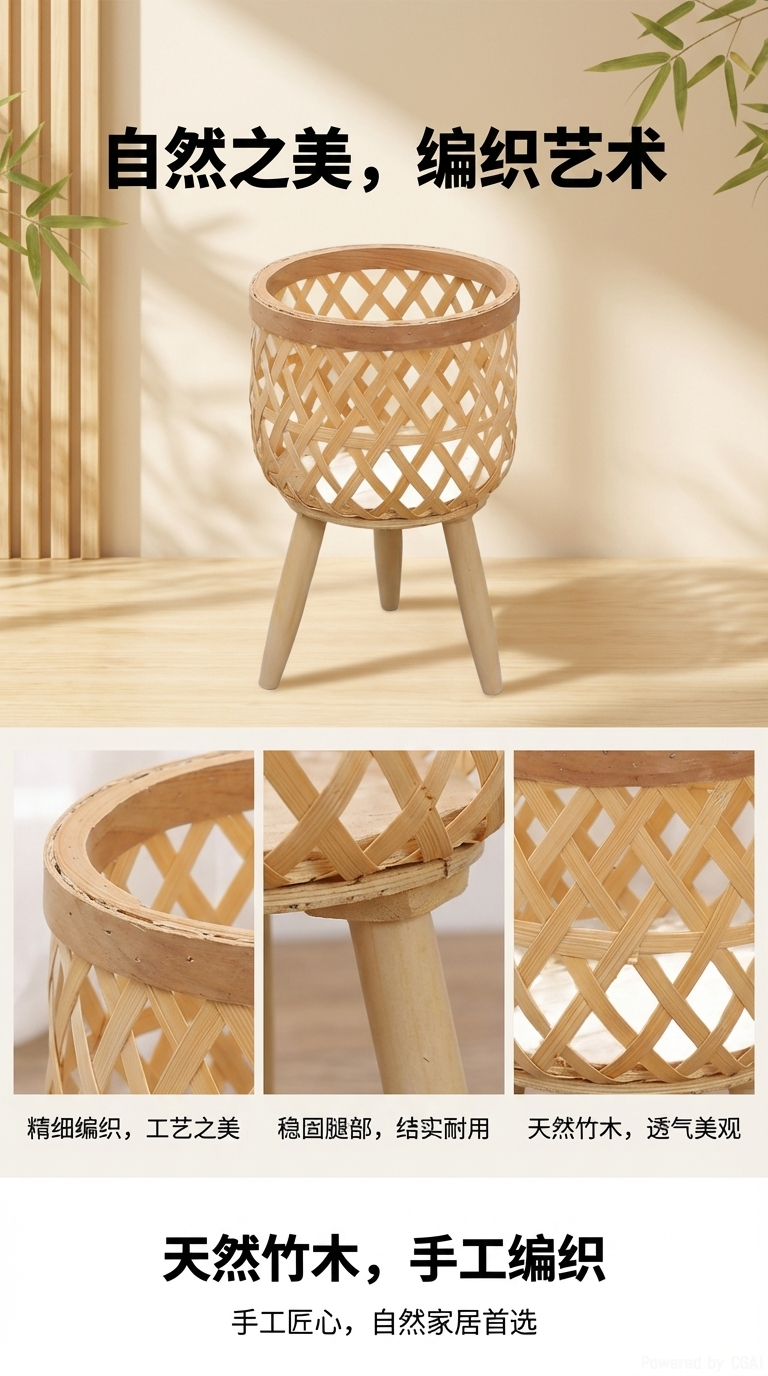 竹编花盆竹签竹制品扇子竹编篮娃娃宴礼盒竹篮详情1