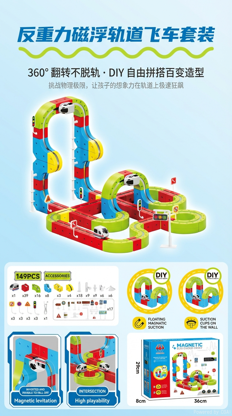 磁力悬浮轨道玩具套装儿童益智磁吸磁力块创意拼装玩具详情1