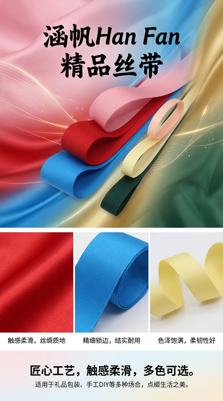涤棉带 韩国哑光涤棉织带 发饰diy材料棉质感丝带 双面涤棉缎带详情1