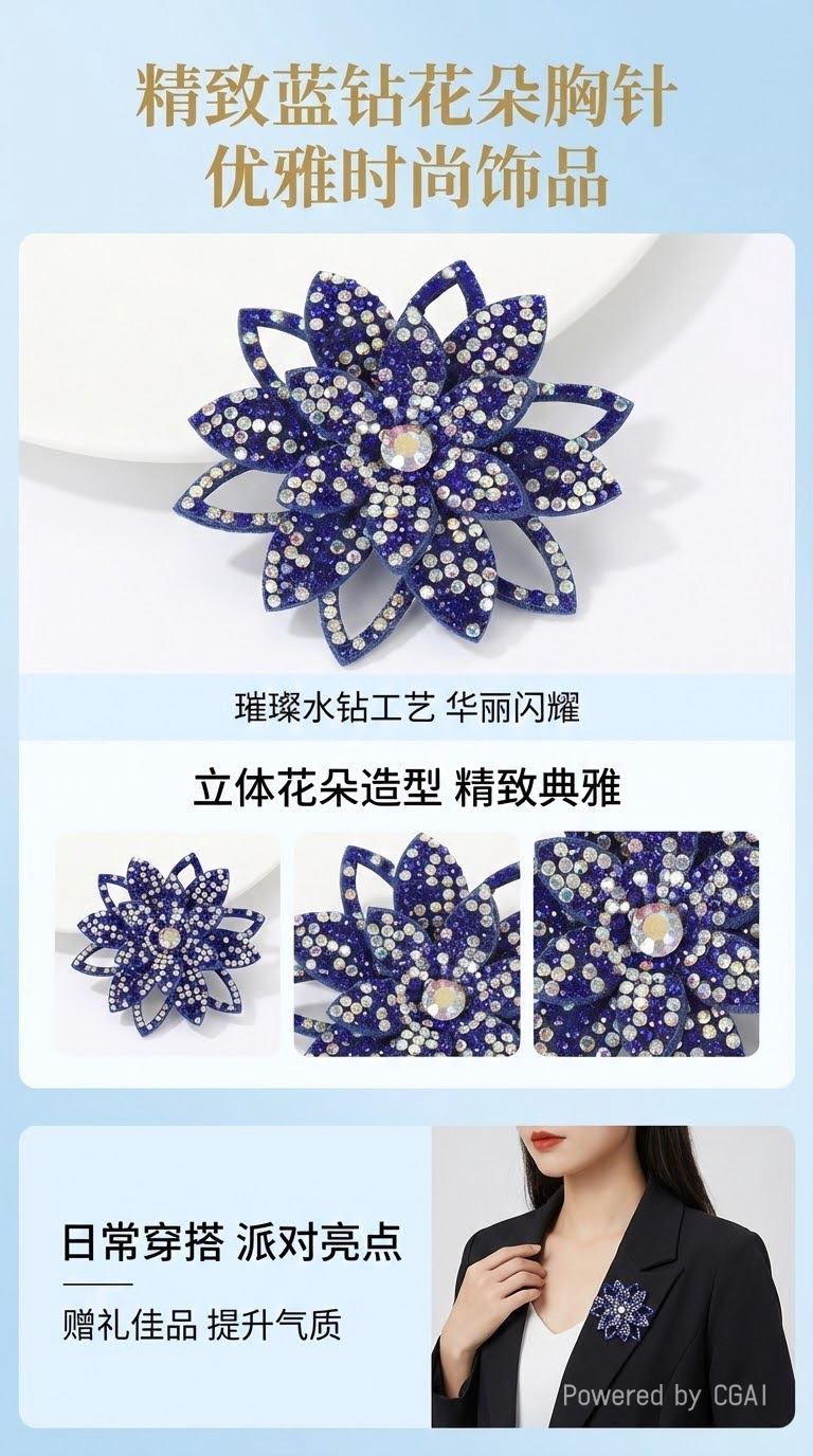 多色水钻莲花装饰配件超闪轻奢时尚鞋花发夹包包辅料DIY饰品配件详情1