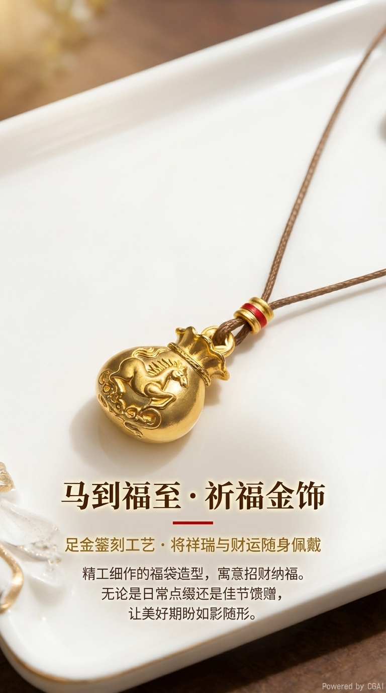 999银新中式国风招财纳福马到成功百搭绳链详情1