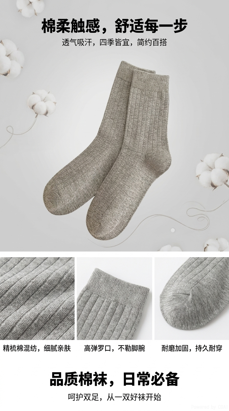 Gris rayas calcetines calcetines calientes espesados calcetines casuales diarios pic 1
