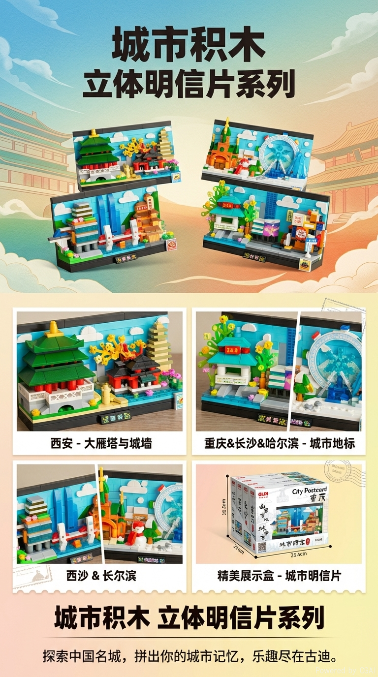 Xinle Xin51016 (4 pieces in a box) City postcards pic 1