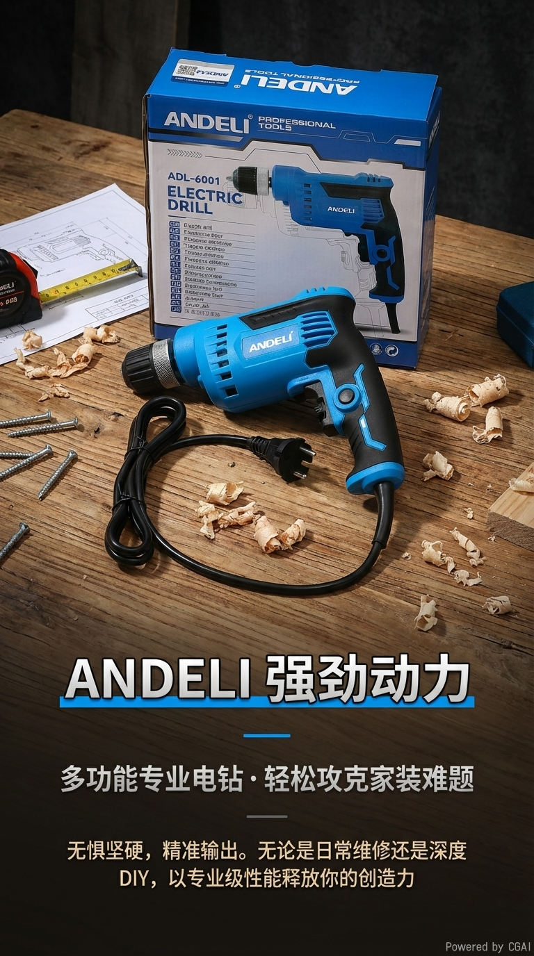 ANDELI 10mm plug-in hand drill, household multi-functional electric screwdriver, professional drilling tool pic 1