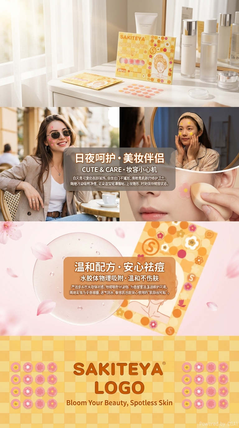 工厂现货痘痘贴美容产品清爽透气遮瑕个性可爱风祛痘贴详情3