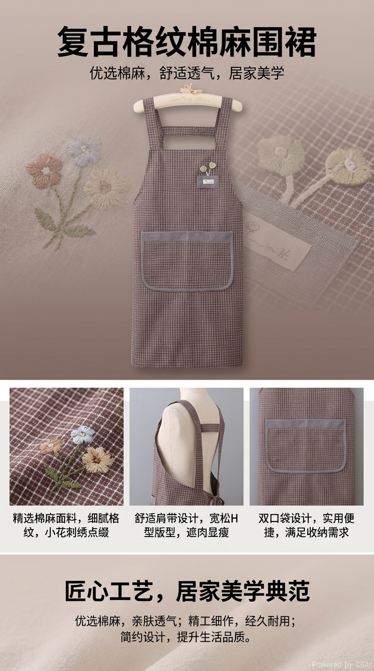 时尚女款长袖防水围裙家务用跨境专用袖套详情1