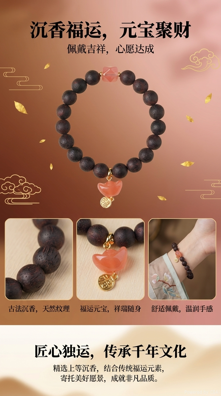 降真香文玩手串吊天然南红玉石手串盘玩养生串珠详情1