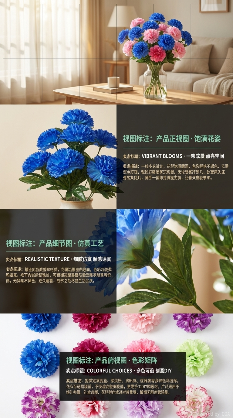 仿真花礼盒钩织仿真花郁金香拉菲草装饰假花春日花束玫瑰仿真礼品仿真花详情2