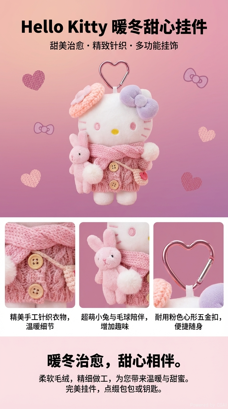 HELLOKITTY潮流玩偶娃娃毛绒玩具可爱卡通玩具包包挂饰情侣闺蜜小玩偶卡通挂饰情侣闺蜜礼物小巧精致包包挂件配饰玩偶详情1