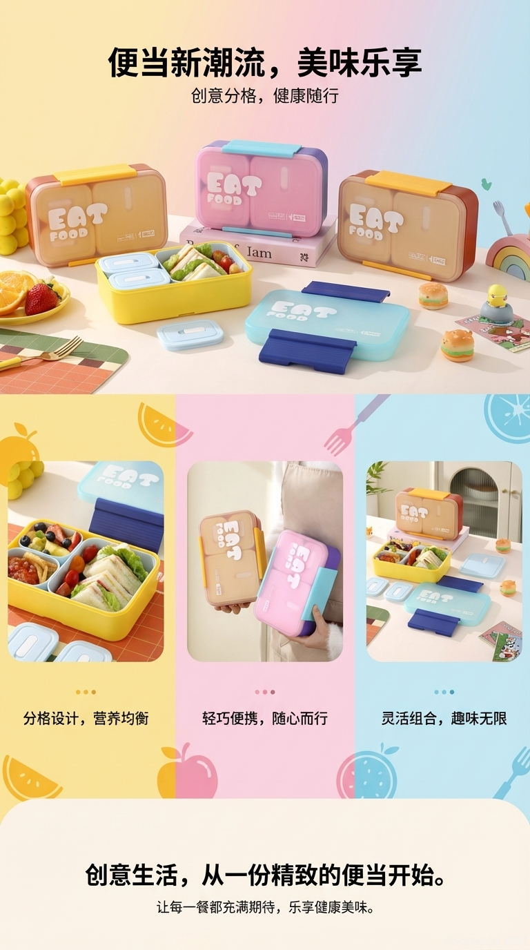 彩色便当盒211饭盒星樂便当盒开学季保鲜盒详情1