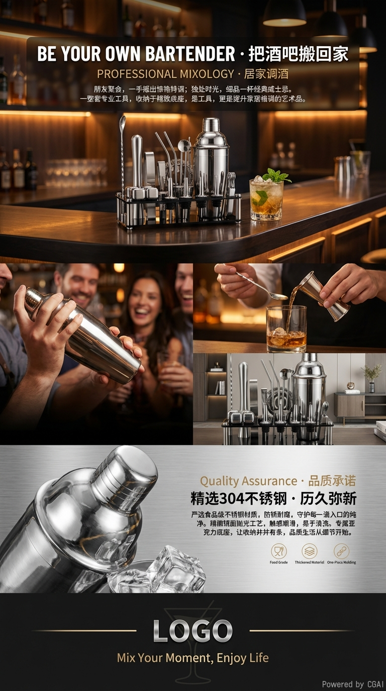 调酒工具套装酒具套装白酒具分酒器酒杯组合调酒器具专业酒吧用品详情3