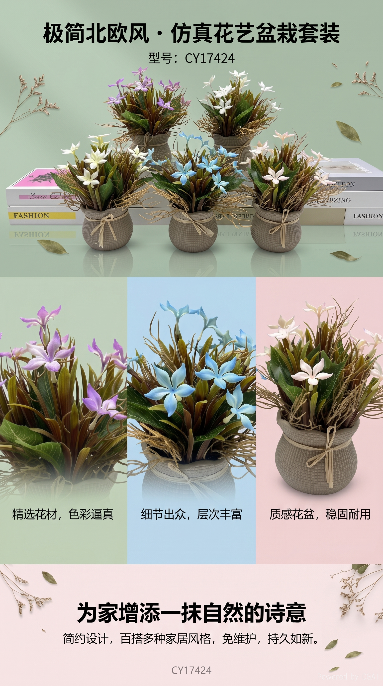 仿真蝴蝶兰盆栽人造花塑料绿植多肉植物DIY仿真树绿植人造花塑料详情1