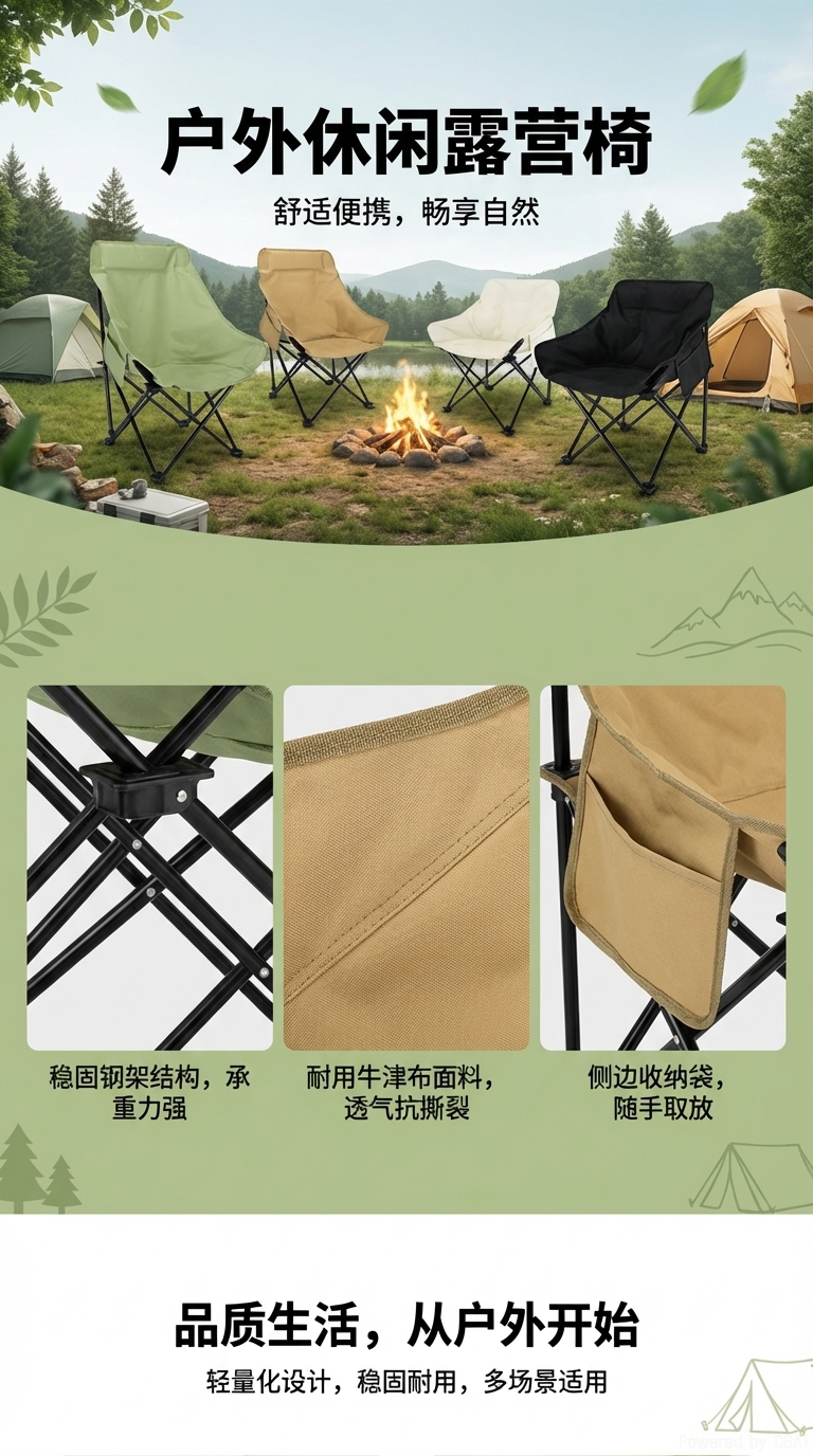月亮椅户外野营折叠桌椅套装户外用品便携折叠桌露营装备详情1