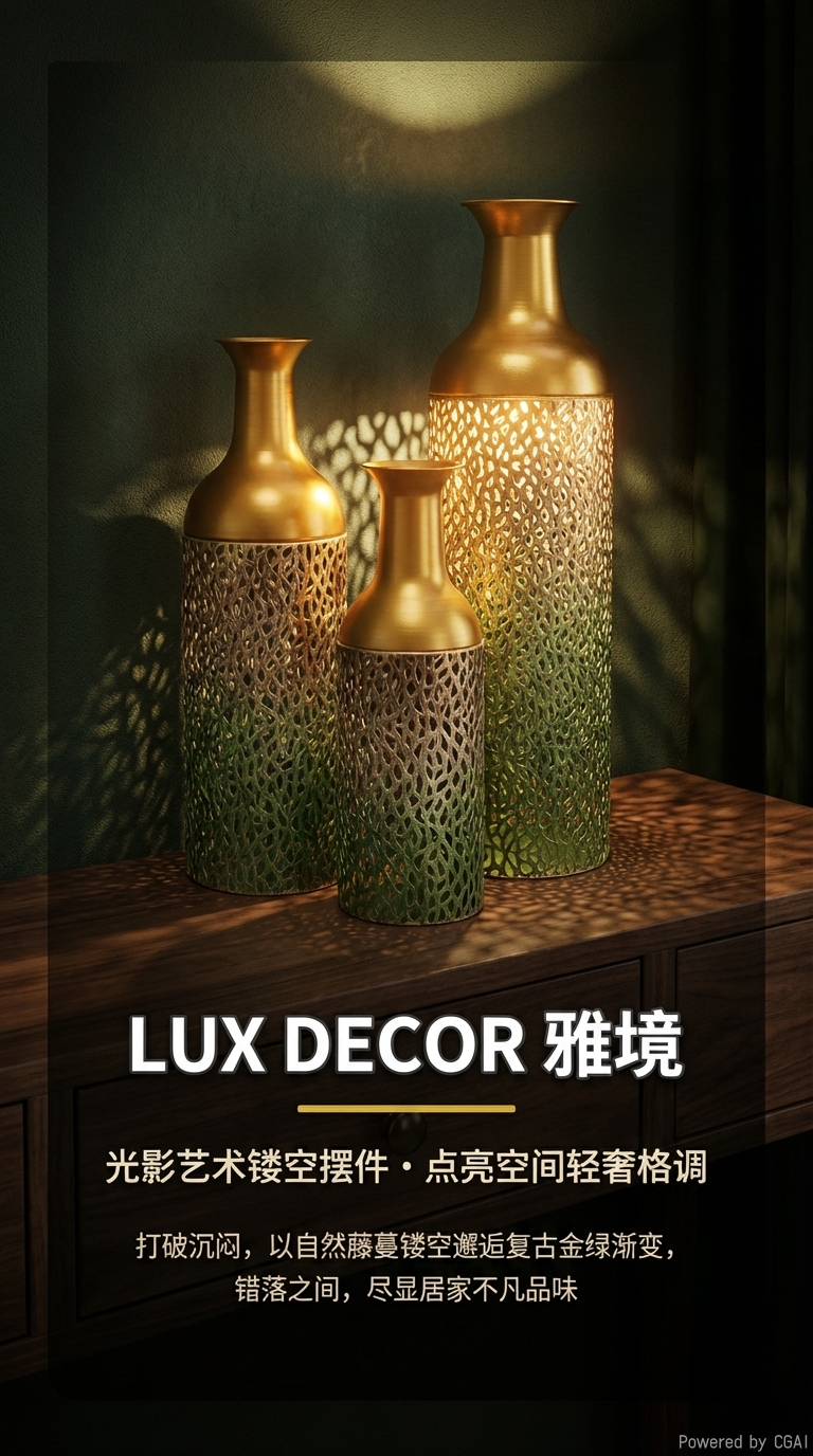 三合一套娃花瓶装饰品铁艺花瓶简约风格家居摆件客厅装饰品详情1