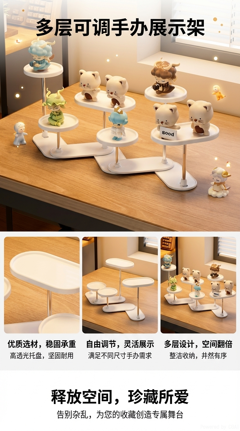 Figurine blind box display stand, double-layer storage, doll shelving, desktop transformation, creative DIY small decorative item display stand pic 1