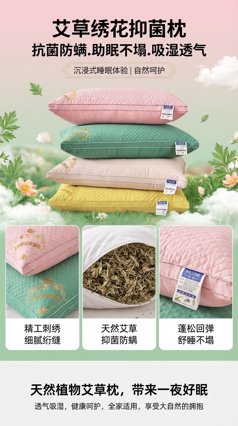 Factory direct sale of the 2024 new model of Mugwort Meimian high Resilience feather velvet pillow core pic 1