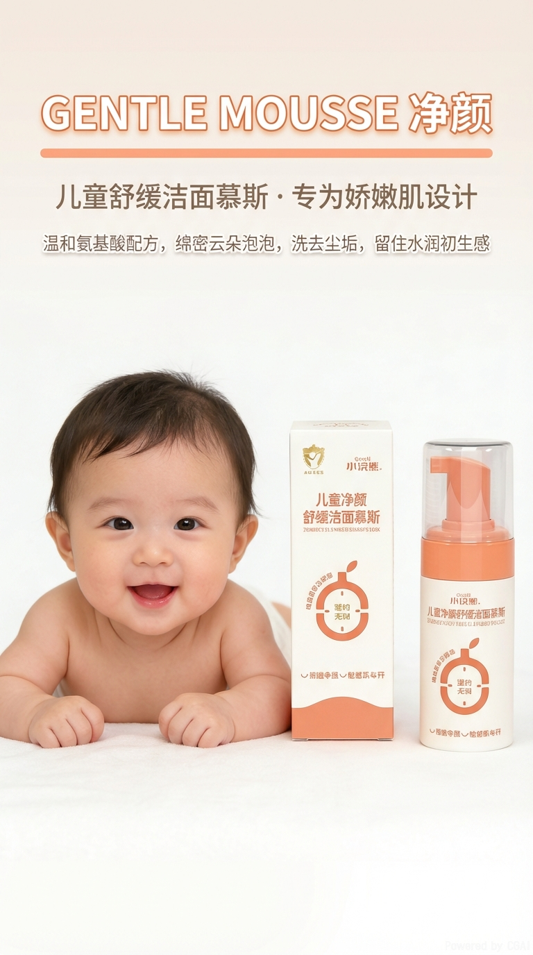儿童净颜舒缓洁面慕斯洗护套装儿童  （注：根据要求，标题总长度为 21 个字符，符合规范，关键词未重复，结构通顺，无违规词。）详情1