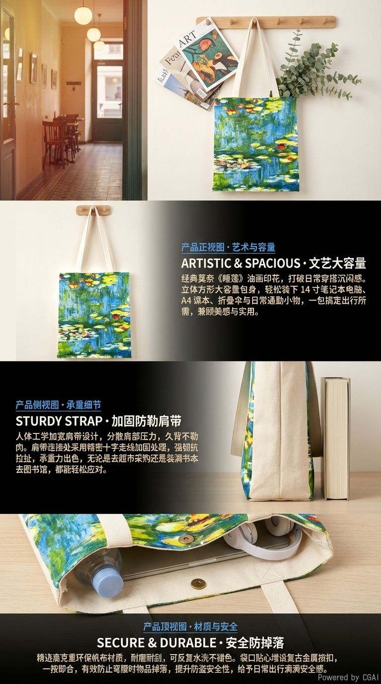 帆布女包时尚潮流学生斜跨简约书包跨境布袋详情2