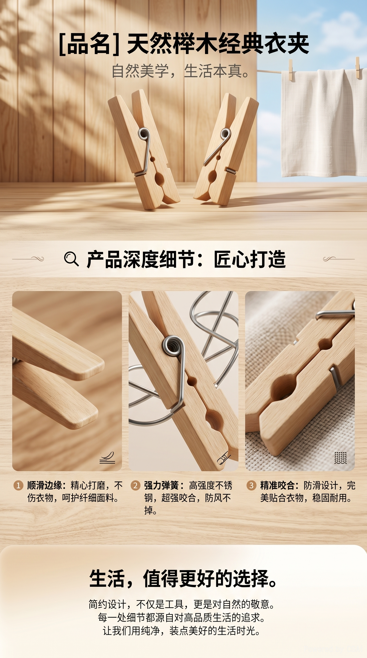 原木色3.5cm小木夹子 100个/包DIY照片夹子 照片墙装饰小木夹详情1