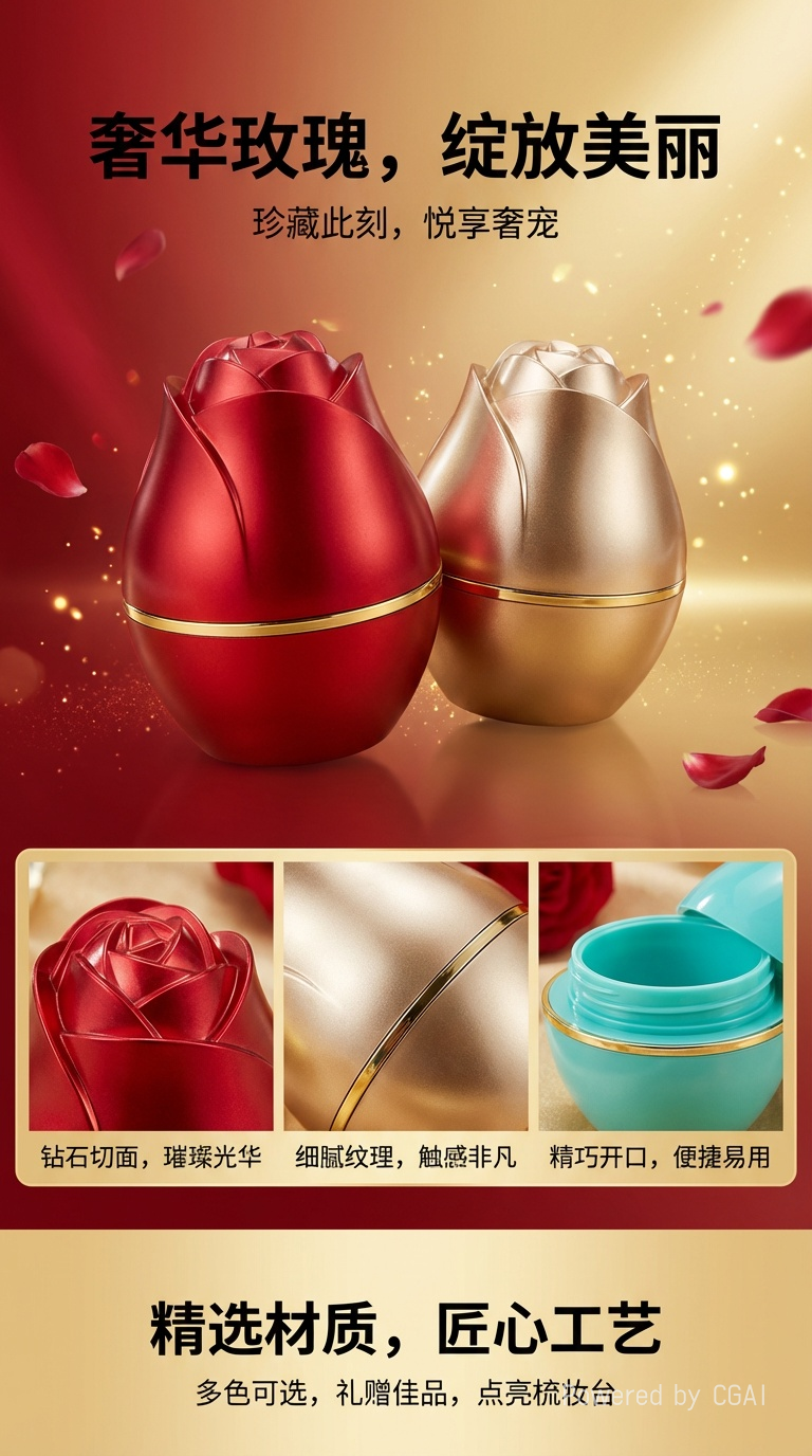 奇韵首饰包装玫瑰花天地盖情侣对戒创意求婚时尚包装首饰盒批发详情1