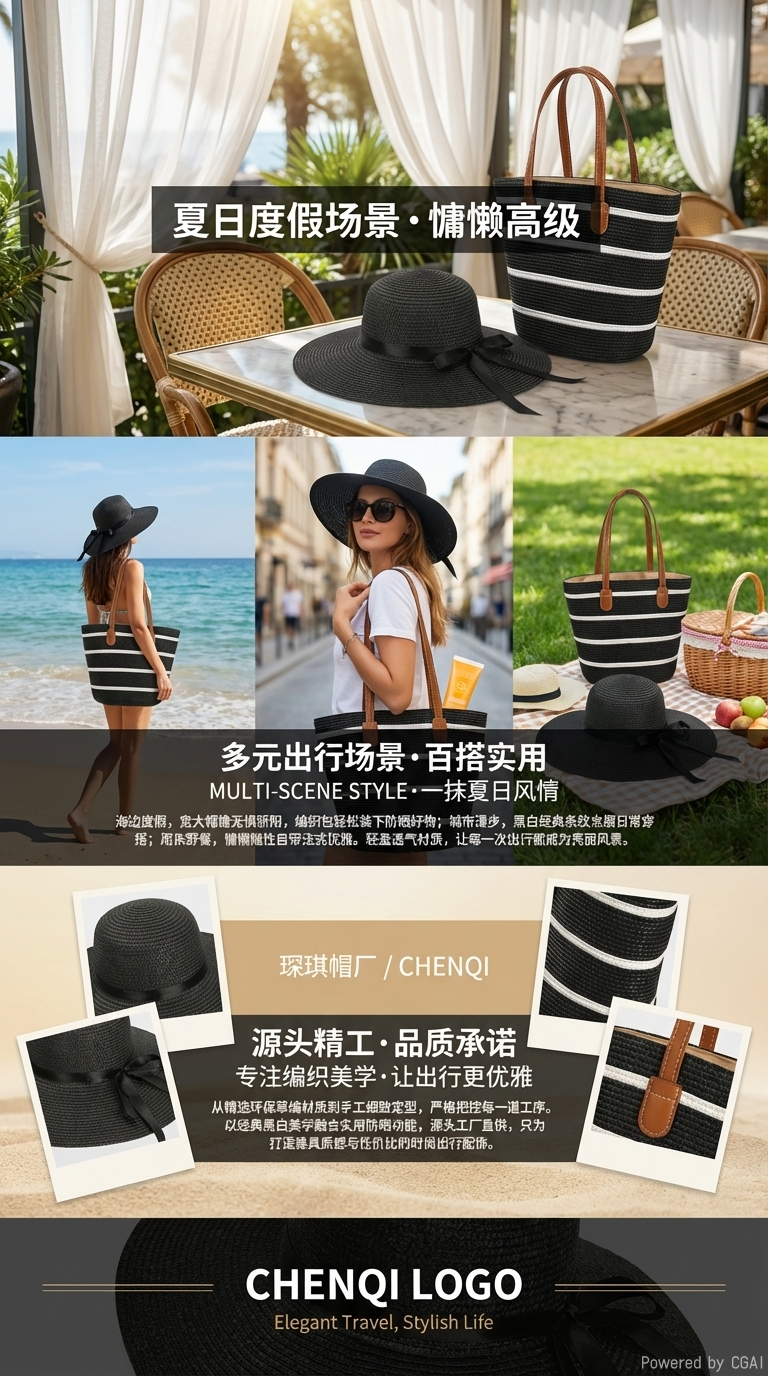 Women's cross-border bestsellers: spring and summer straw woven beach bags, beach hats, straw hats, beach vacation sun protection and shade hats, UV-resistant foldable outdoor swimming pool shooting fashionable sun protection hats, solid-color straw woven hats pic 3