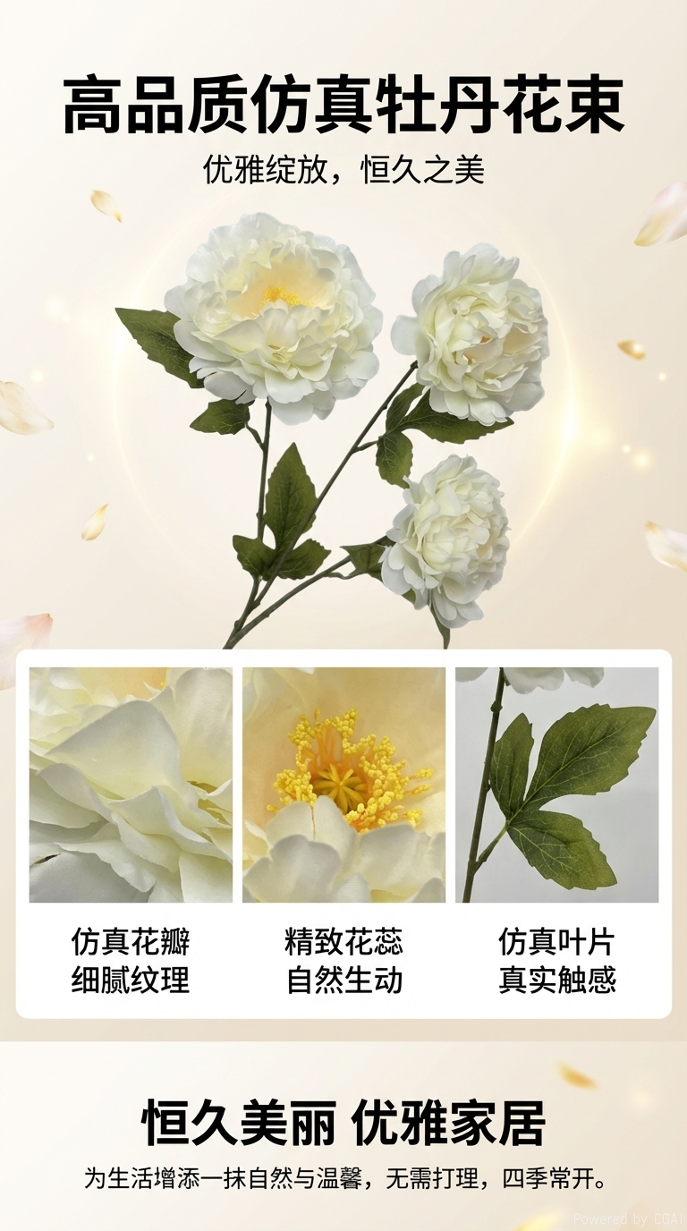 仿真花环永生花牡丹花插花送女生礼物花艺制品仿真植物仿真花详情1