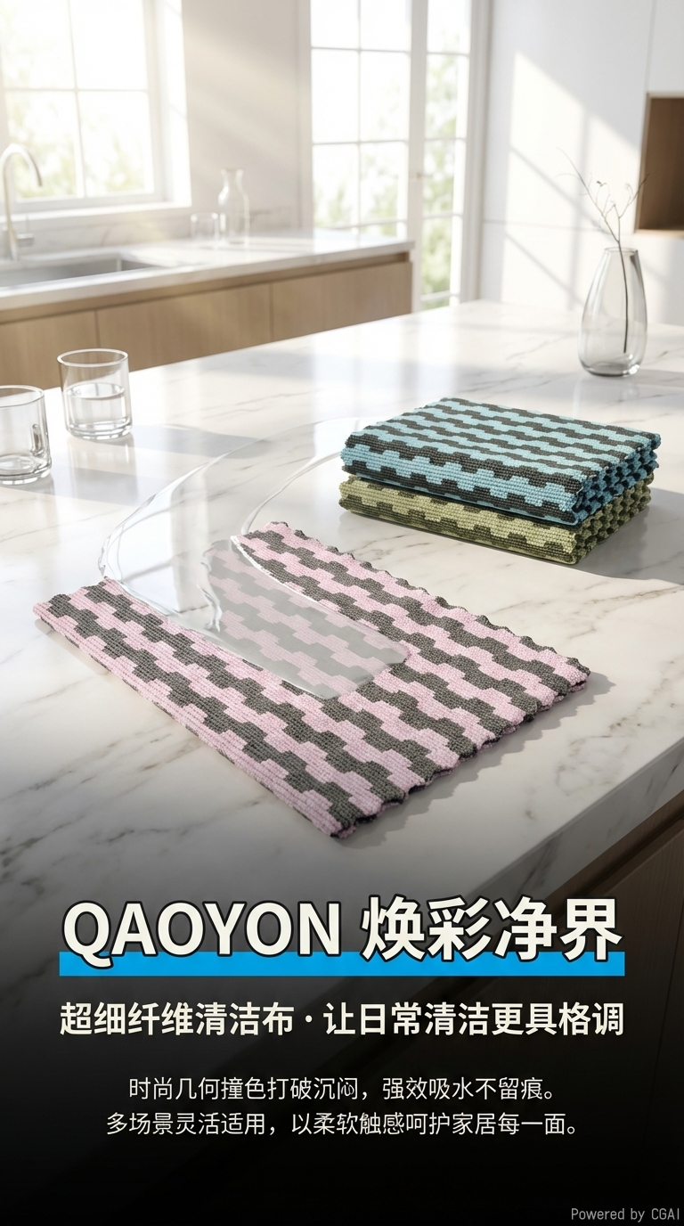 云梯纹清洁抹布超细纤维百洁布阳离子云梯抹布吸水不易沾油厨房详情1
