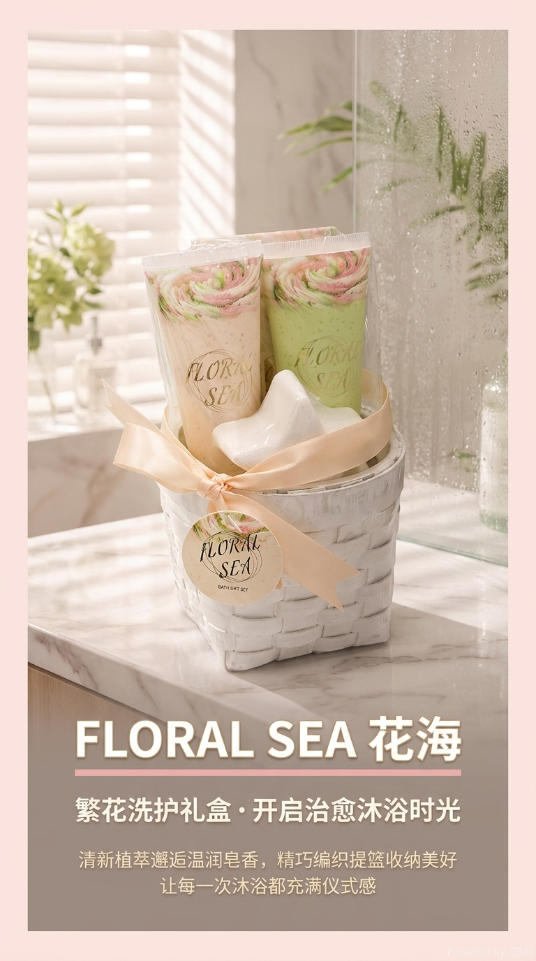 Flower ocean bath gift box, souvenir gift box, packaging box, luxurious gift box pic 1