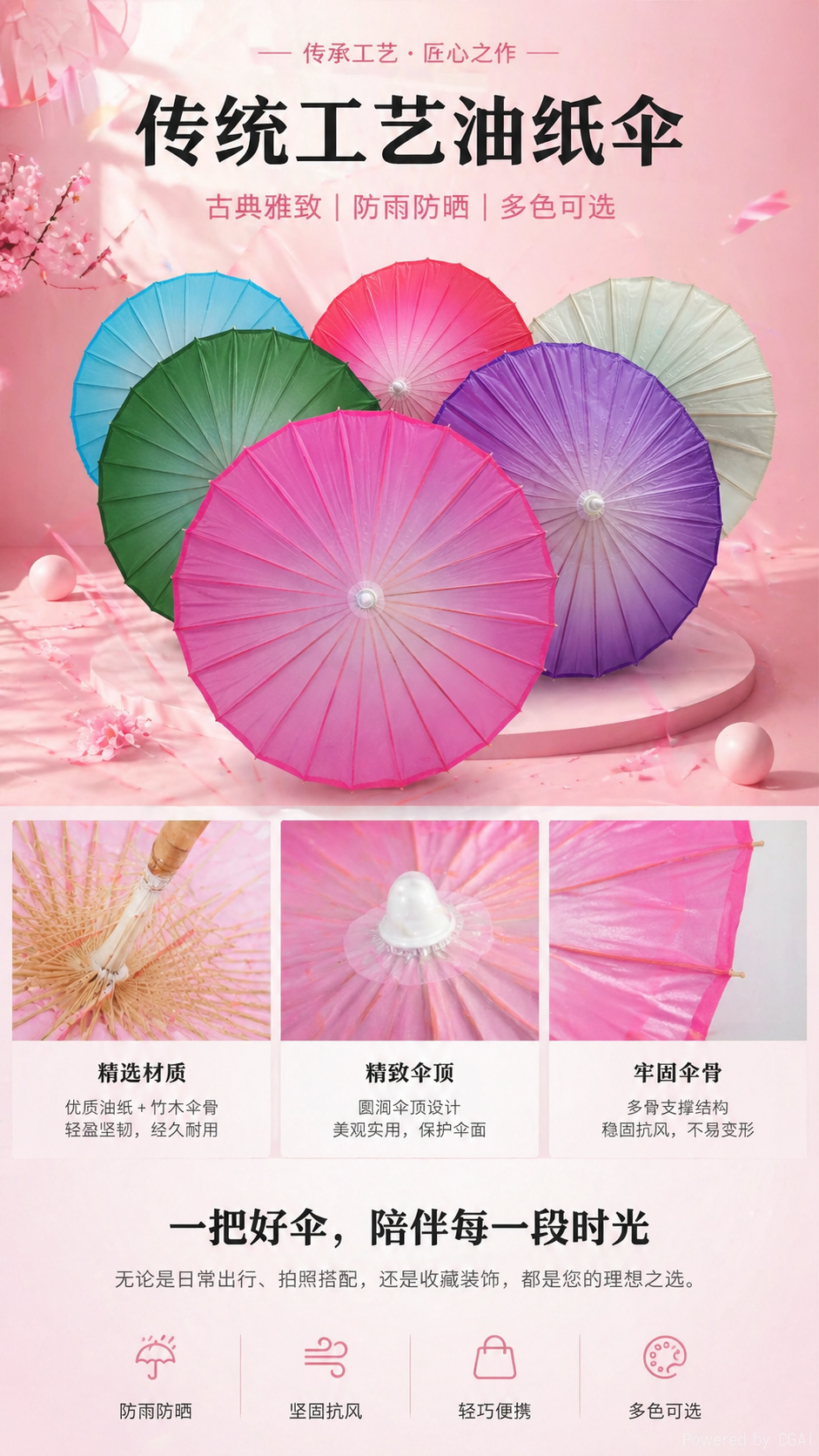 红色油纸涂鸦工艺伞雨伞手工制作传统伞详情1