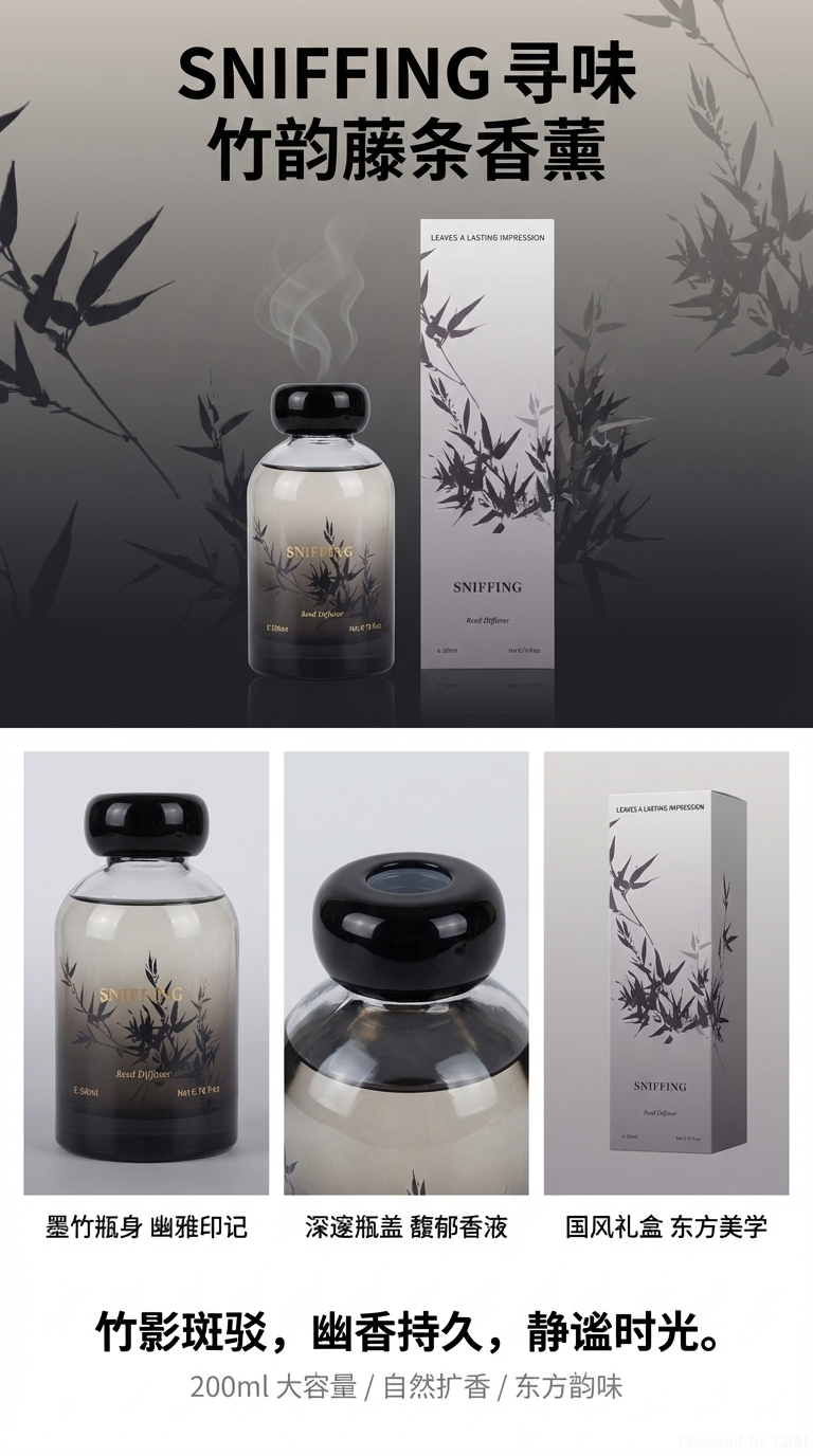 200ml无火室内香薰香薰扩香瓶香氛套装木质调香氛礼盒详情1