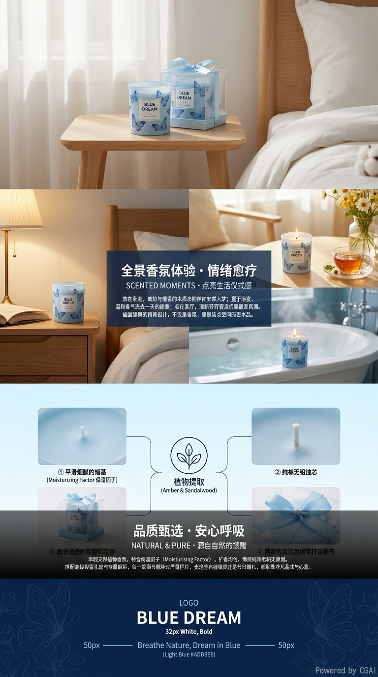 蓝色梦幻香薰蜡烛详情3