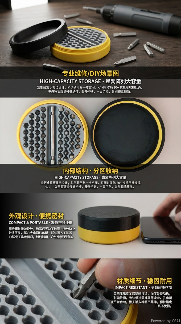 Circular double-layer storage box, blind box, display stand, right-angle cabinet, organizing box, screw magic tool pic 2