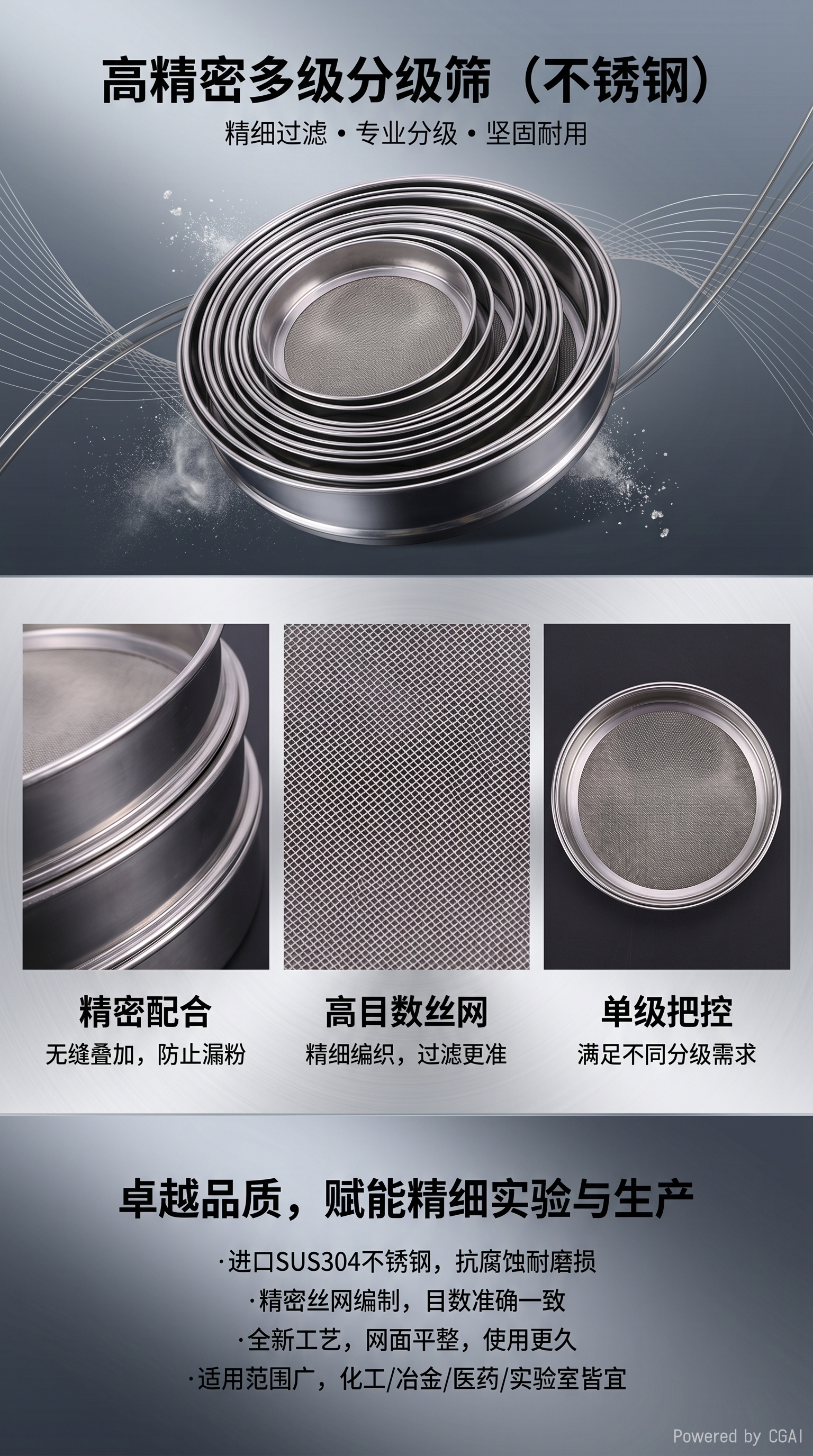 6PC不锈钢面粉筛烘焙神器圆形粉筛不锈钢筛子药粉筛细网筛095028731详情1