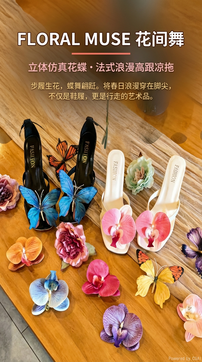 创意海边花朵蝴蝶女士夏季时尚百搭鞋扣洞洞鞋装饰品鞋扣配件详情1