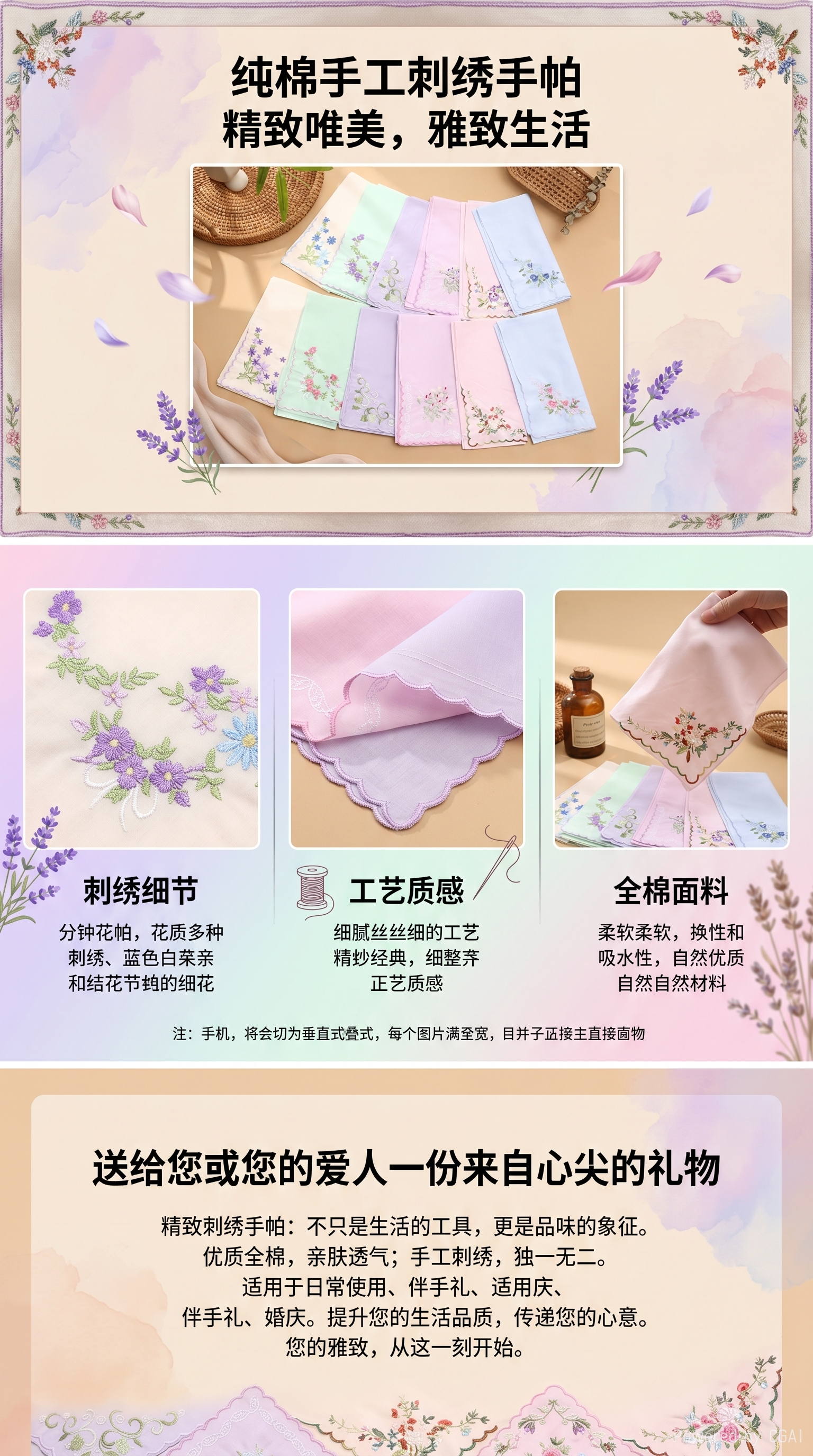 外贸高密纯棉绣花花卉手帕方巾手绢西装手帕巾绣花手帕手帕方巾161308048详情1