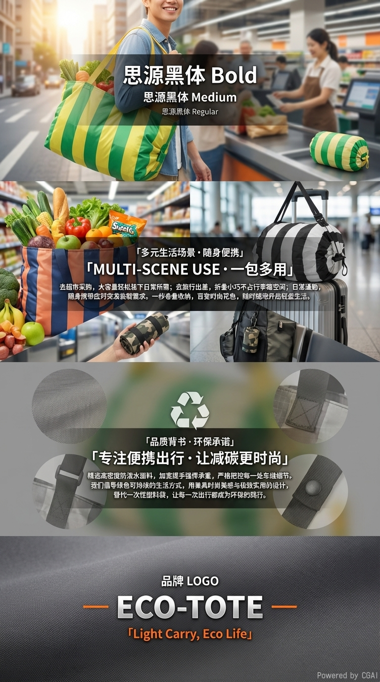 多色条纹图案可折叠旅行袋健身包收纳套装pp行李箱洗漱包干湿分离详情3