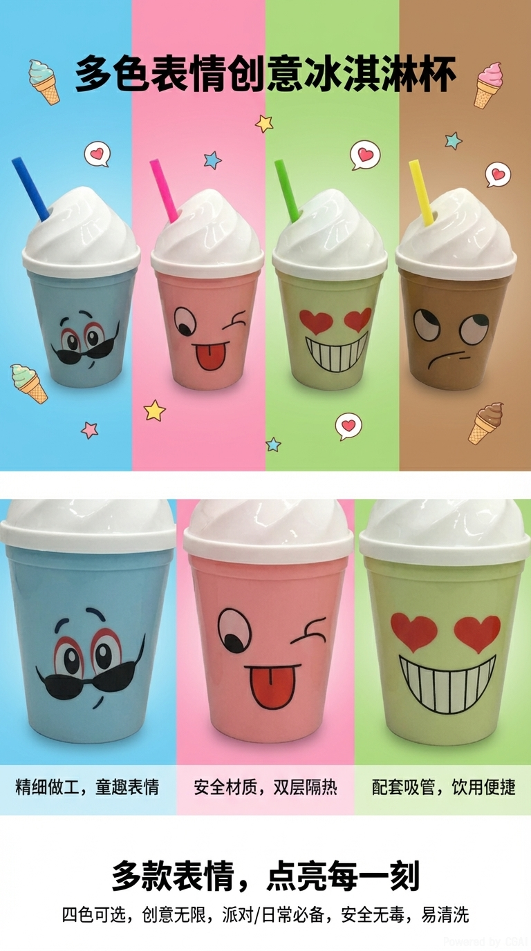 Creative ice cream water cup, high-quality plastic cup, colorful ice cream cup. 001-1046111047676 pic 1