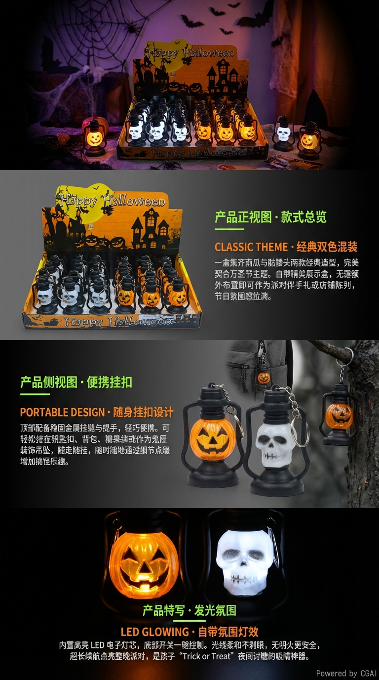 万圣节迷你小提灯节日专属气氛派对发光摆件玩具装饰详情2