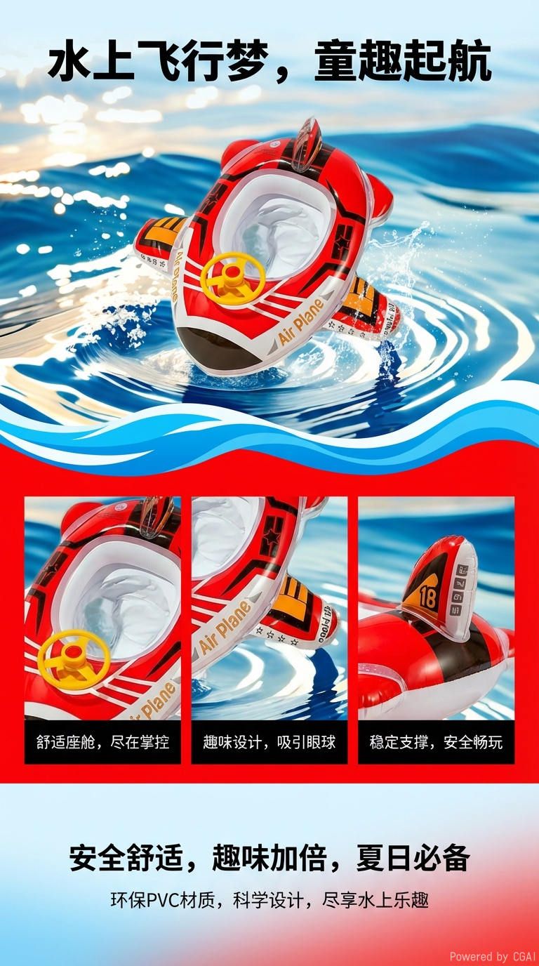 飞机艇海绵坐垫儿童安全夏季水上详情1