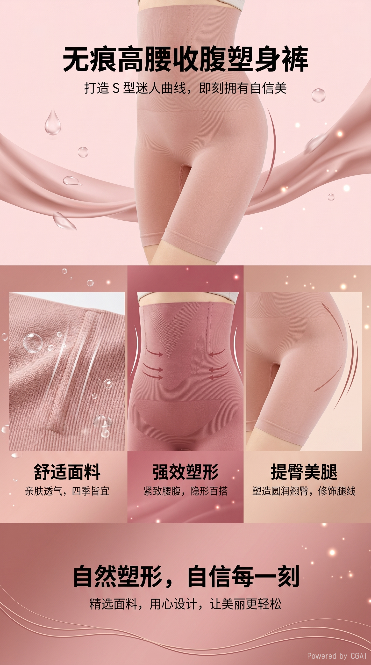 粉色高腰塑身裤臀裤女夏季瑜伽服裤子欧美款塑身效果强102515355详情1
