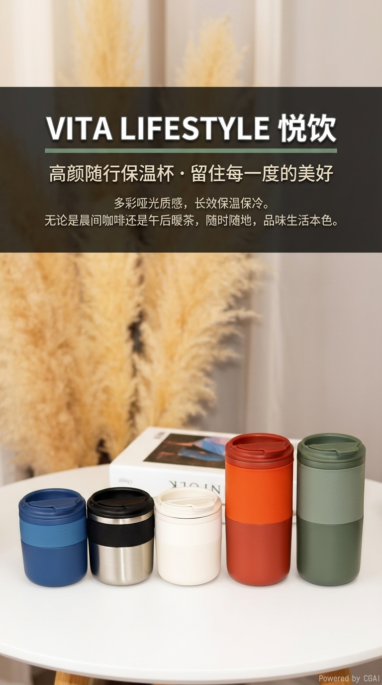 550ML Double Wall Water Flask Custom Vacuum Coffee Hot Cup详情1