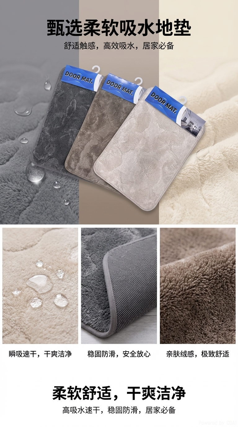门垫组合地垫宠物垫小地毯脚垫PVC浴垫机织地毯脚垫详情1