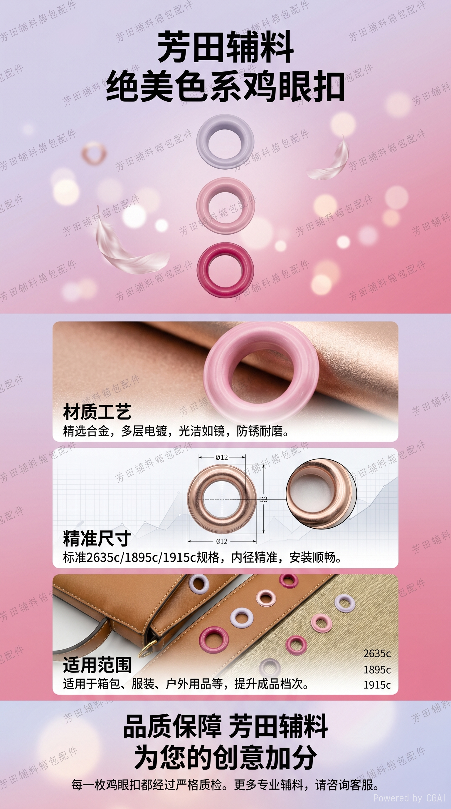 10 Inner diameter 24# round pressed edge, light purple, light pink, rose red, all environmentally friendly copper material pic 1