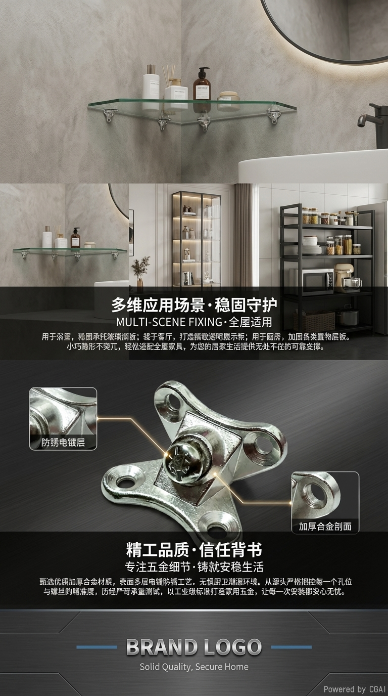 锌合金蝴蝶角码加厚材质坚固耐用不易生锈可拆卸安装适配家具板材拼接层板固定四孔定位稳固，2000个一盒详情3