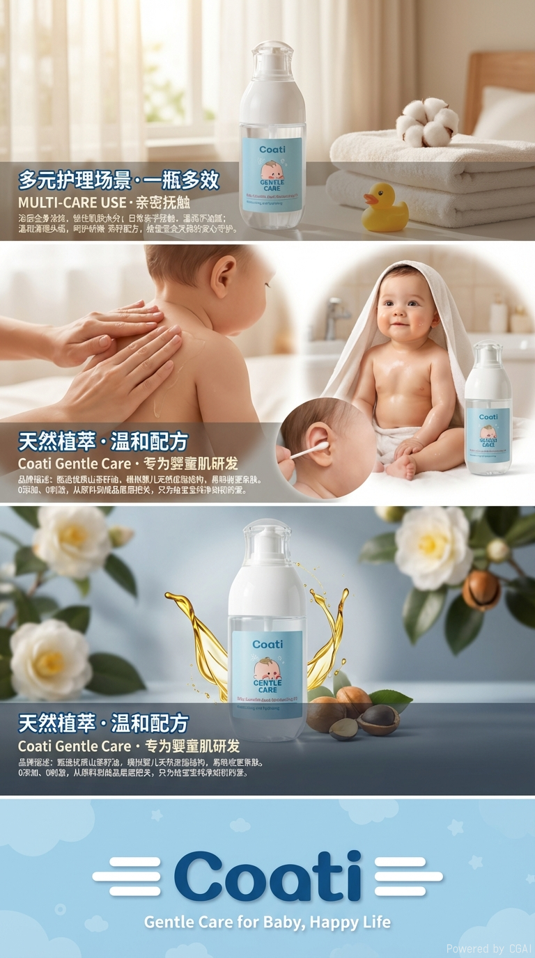 Baby moisturizing oil bottle children 's care and skin care products moisturizing and nourishing gentle care for baby' s skin coati moisturizing oil 115ml touch oil pic 3