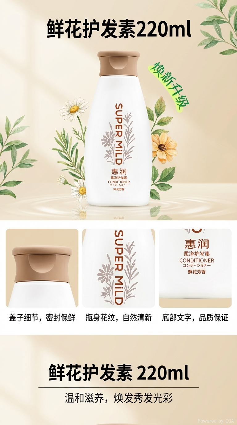 资生堂惠润柔净洗发水（鲜花芳香）200ml护发详情1