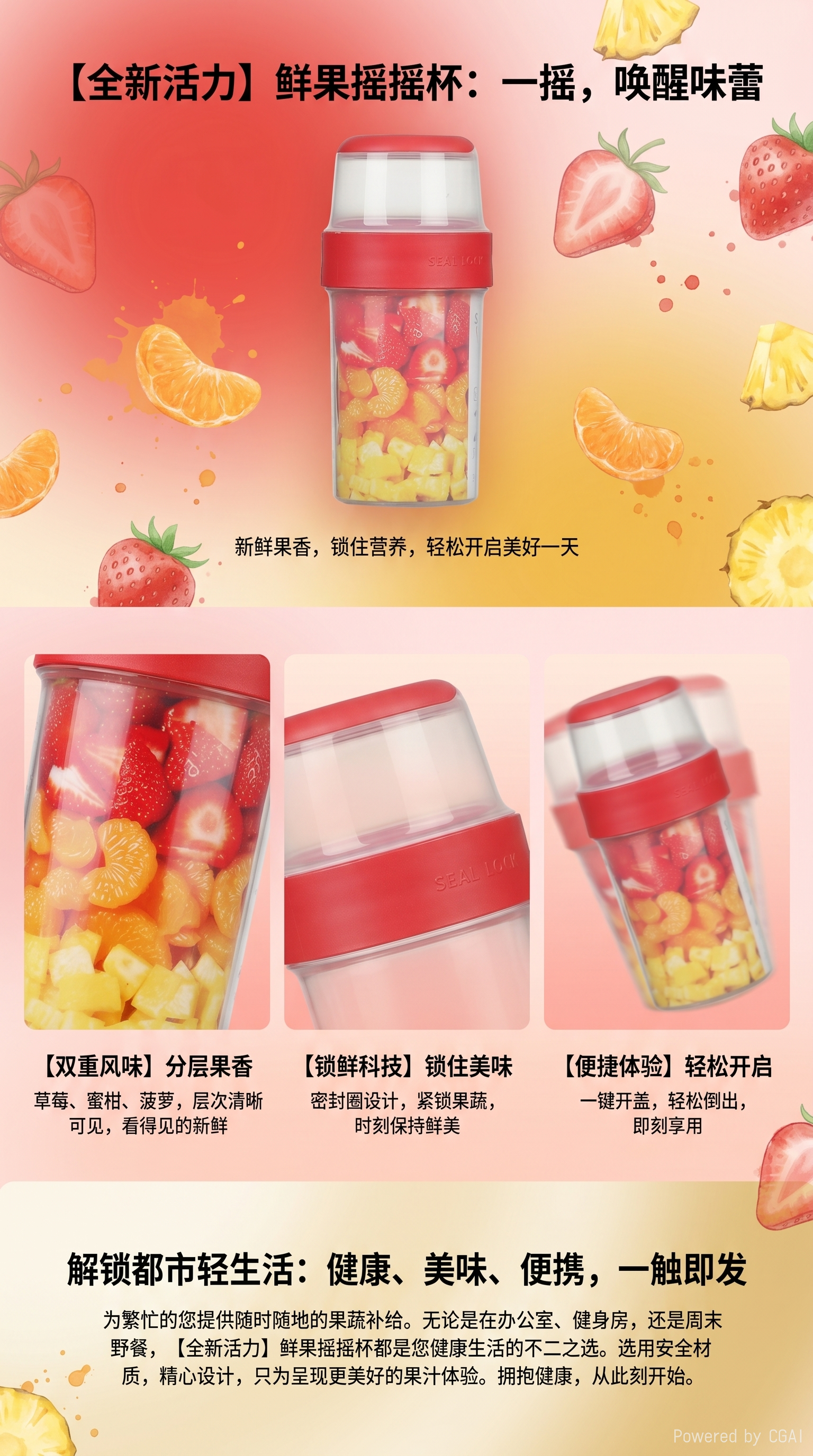 双层密封保鲜盒儿童辅食密封罐水果零食母婴食品收纳盒食品级饭盒详情1