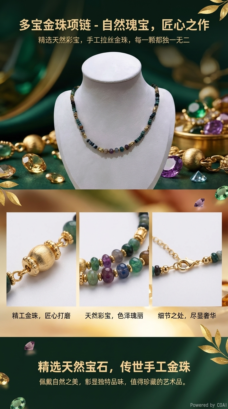 天然多宝碎石颈链印度玛瑙复古项链 小众异域风气质颈饰详情1